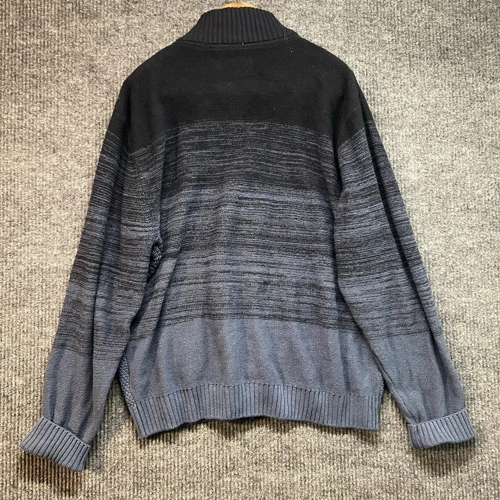 US‎ Polo Assn Knit Sweater Mens XL Mock Neck Long Sleeve Full Zip Black Blue